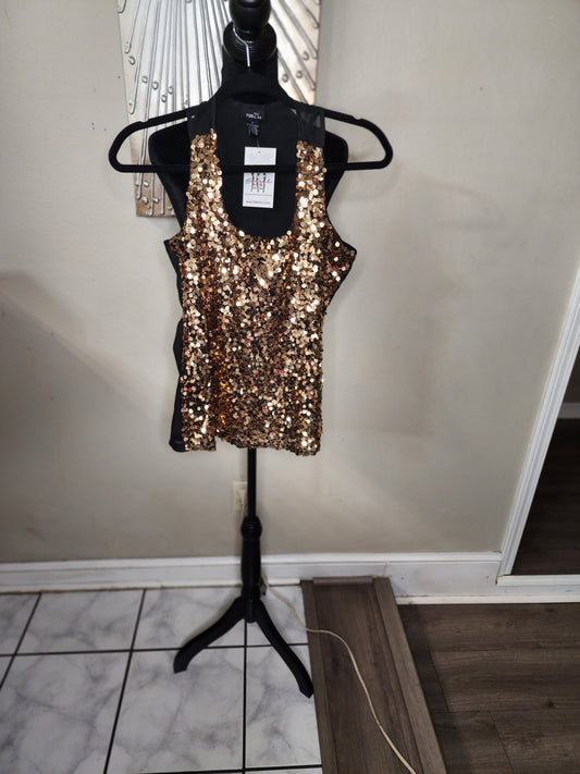 Rue 21 Black and Gold Sequin Top