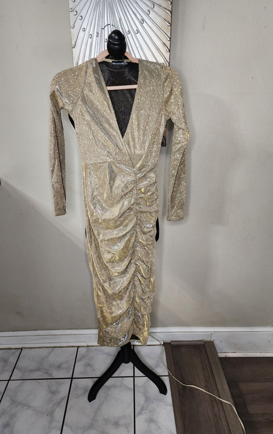 Pretty Little Things Gold Glitter Dress