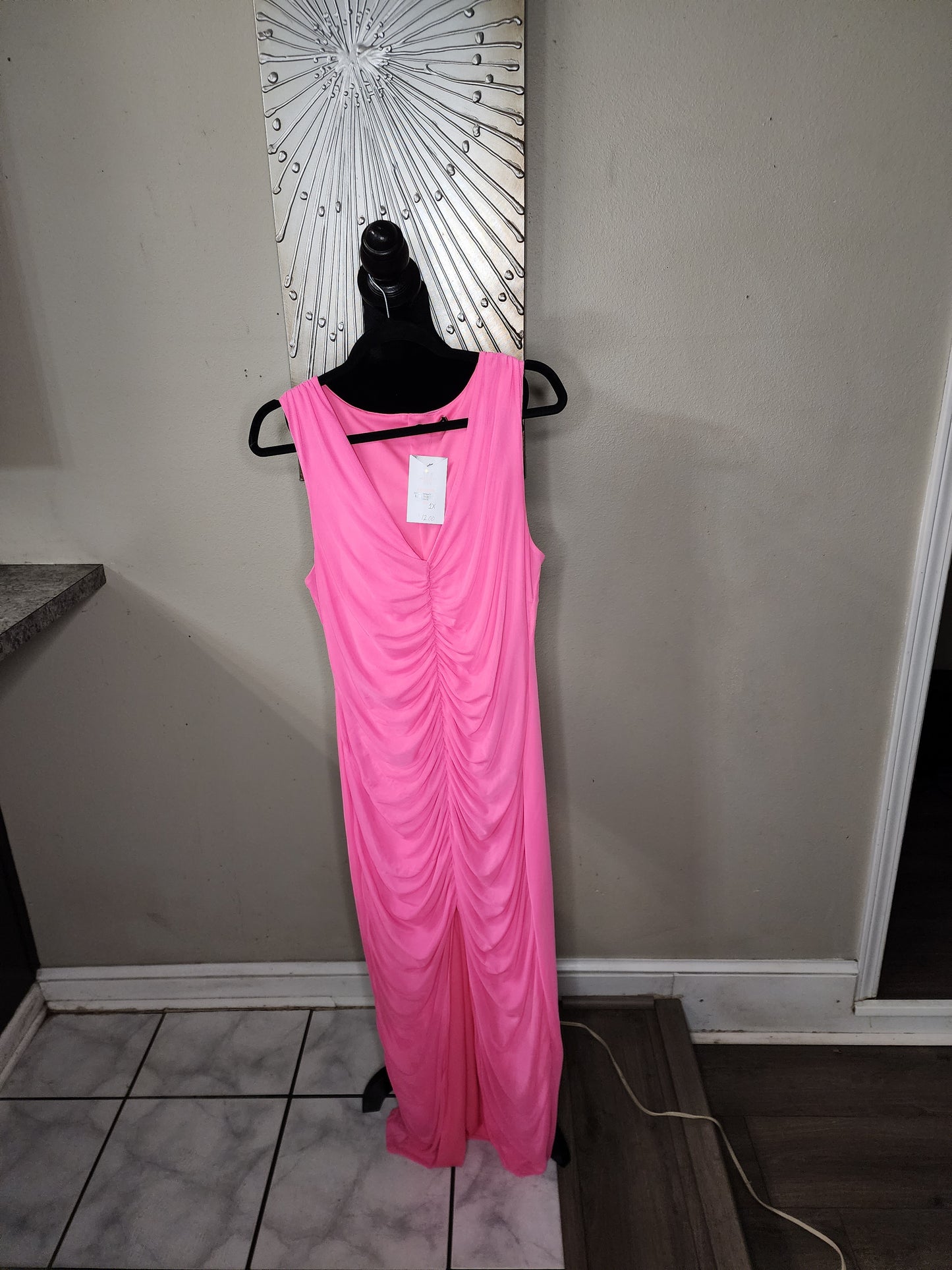 Fashion Nova Neon Pink Ruched Maxi
