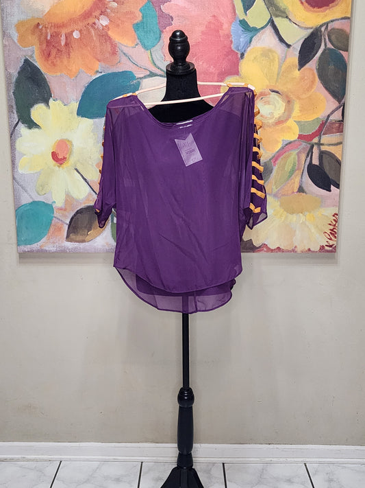 Fresh Tart Sheer Blouse in Purple and Gold