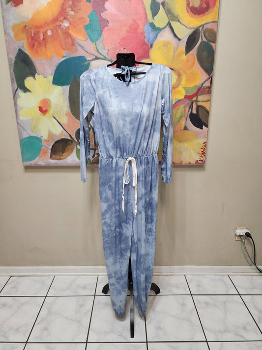 Blue and White Tie Dye Jumpsuit