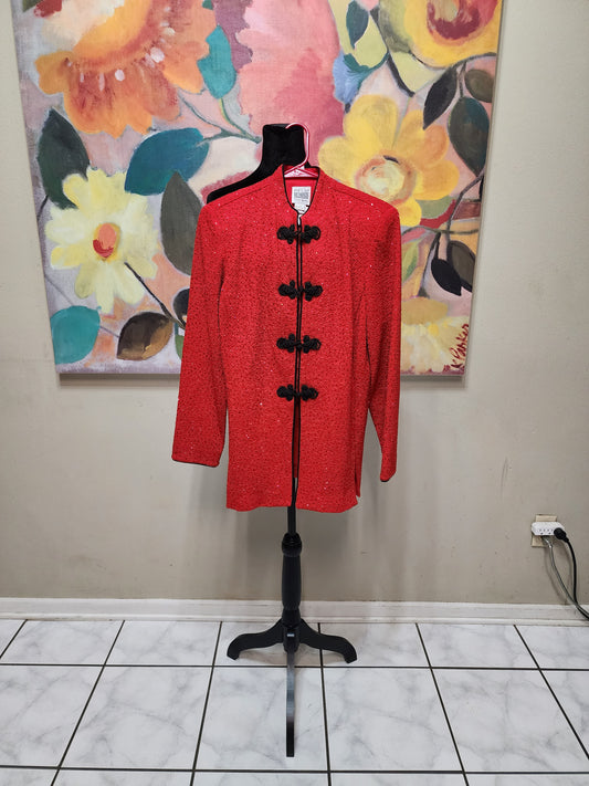 R & M Richards by Karen Kwong Red and Black Asian Inspired Dinner Jacket