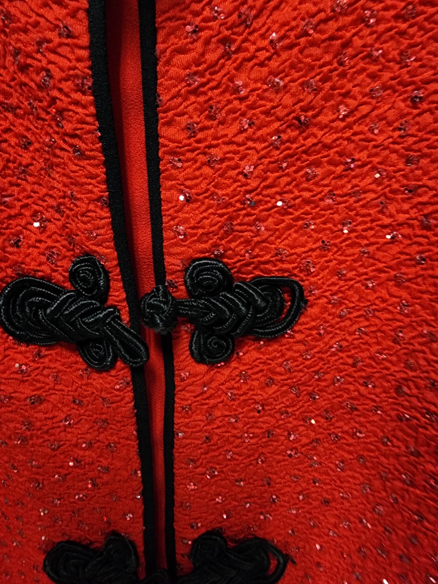 R & M Richards by Karen Kwong Red and Black Asian Inspired Dinner Jacket