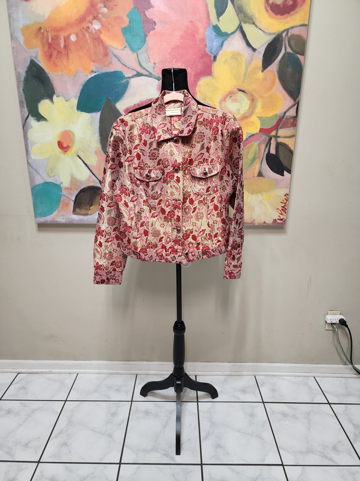 Carrie Allen Burgundy and Gold Jeweled Jacket