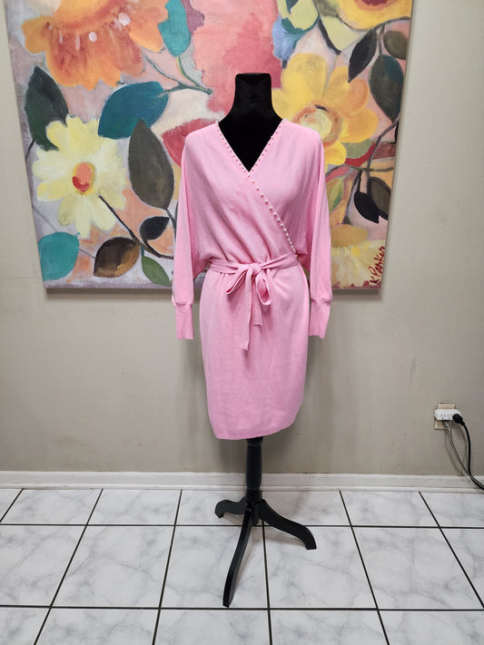 HWA Apparel Pink Sweater Dress with Pearls