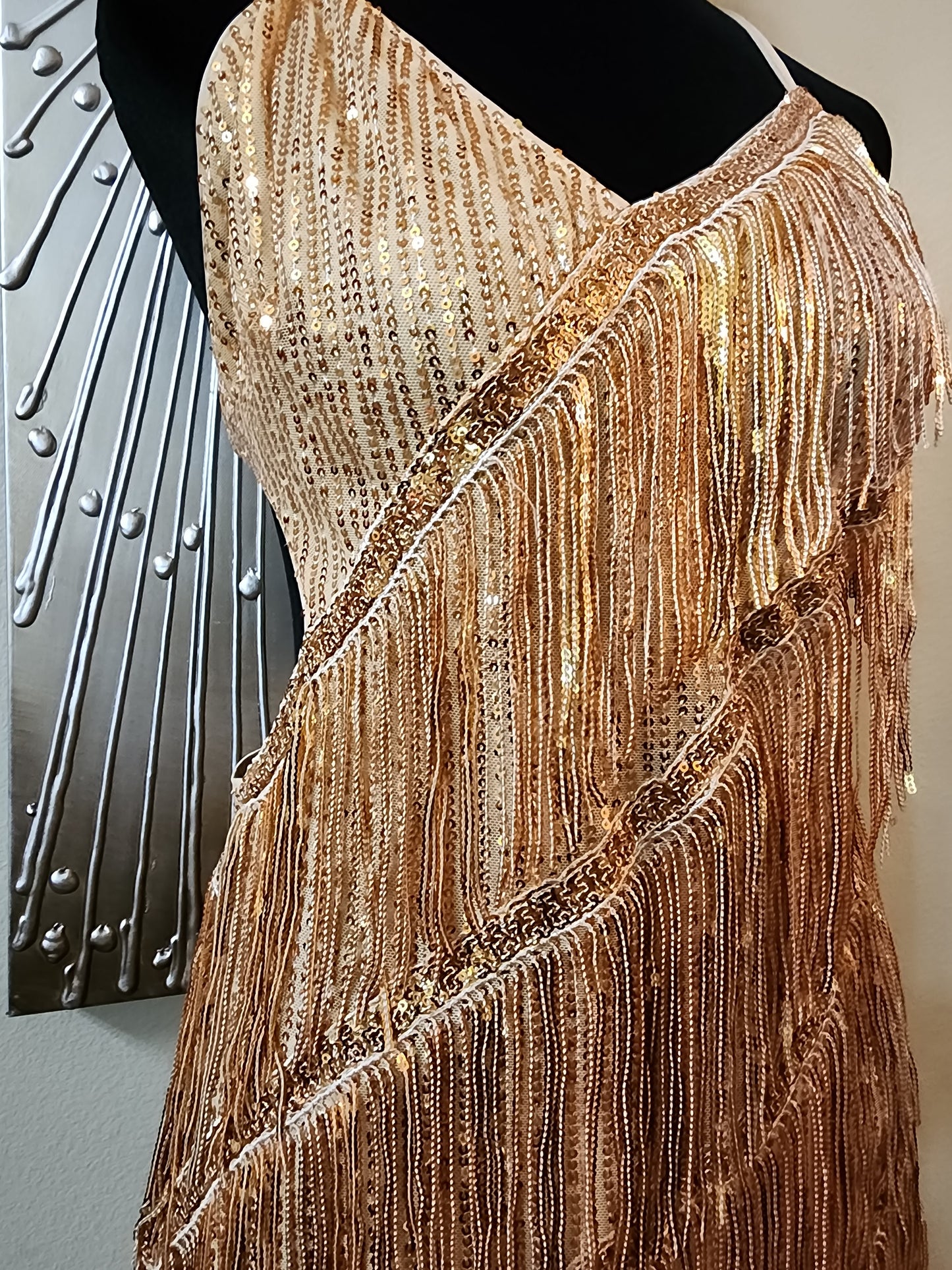 Gold Fringe Mini Dress