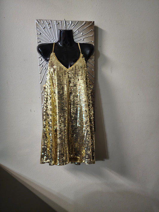 Glam Gold Sequin Mini Dress