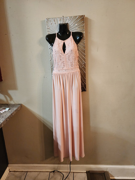 Morgan & Co Blush Pink and Sequin Maxi Dress