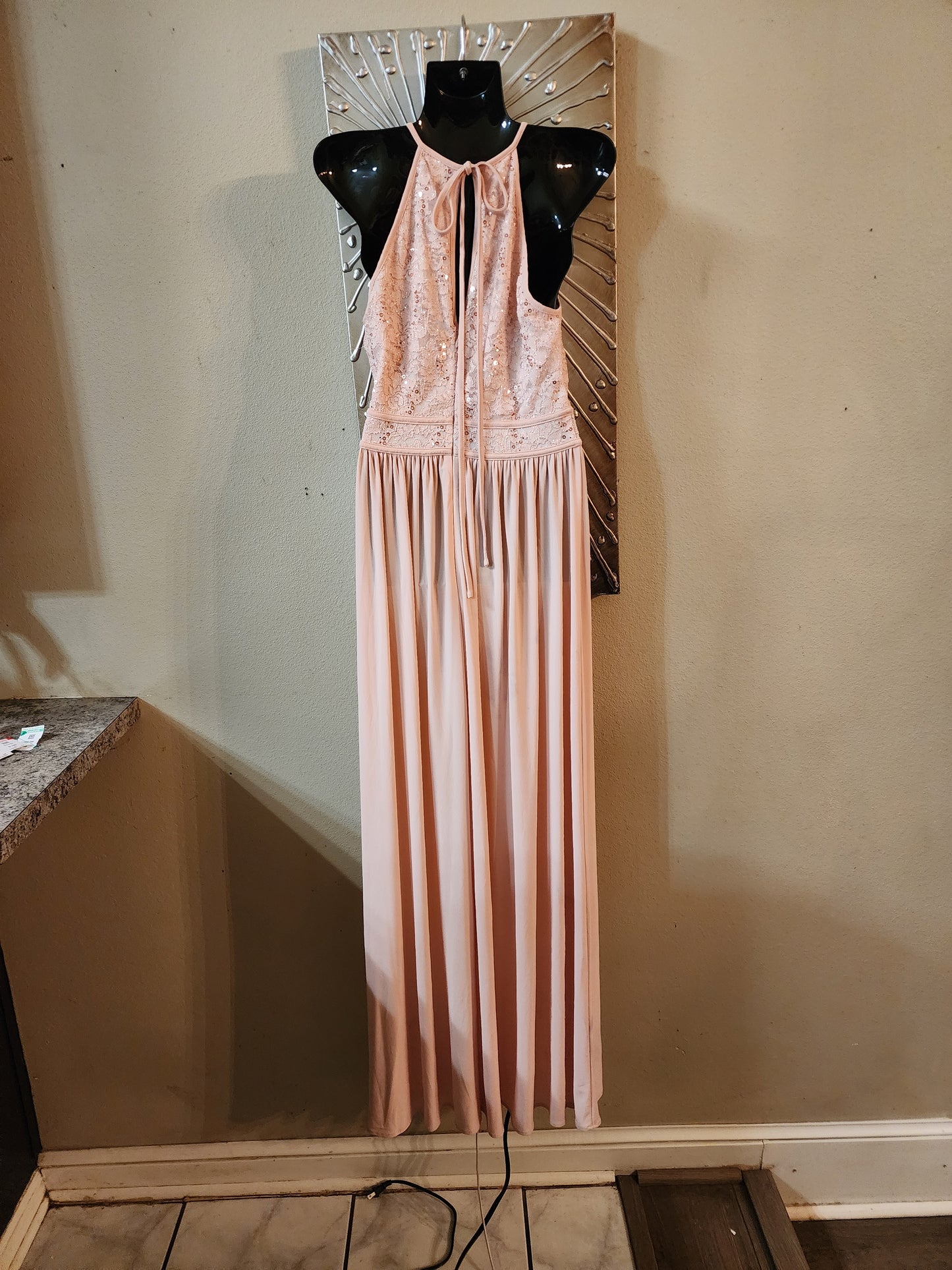 Morgan & Co Blush Pink and Sequin Maxi Dress