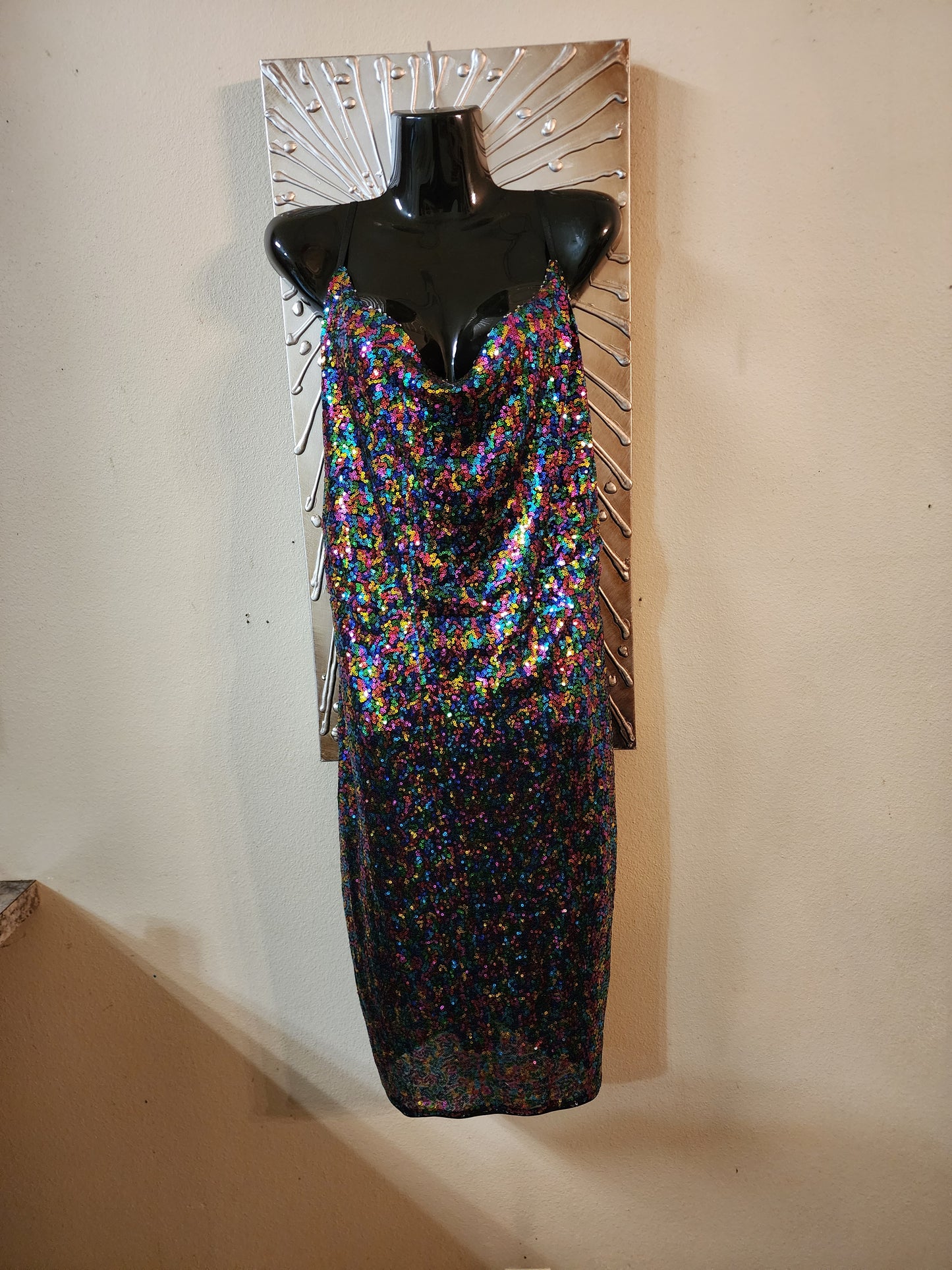 Grace Karin Multi Color Sequin Midi Dress