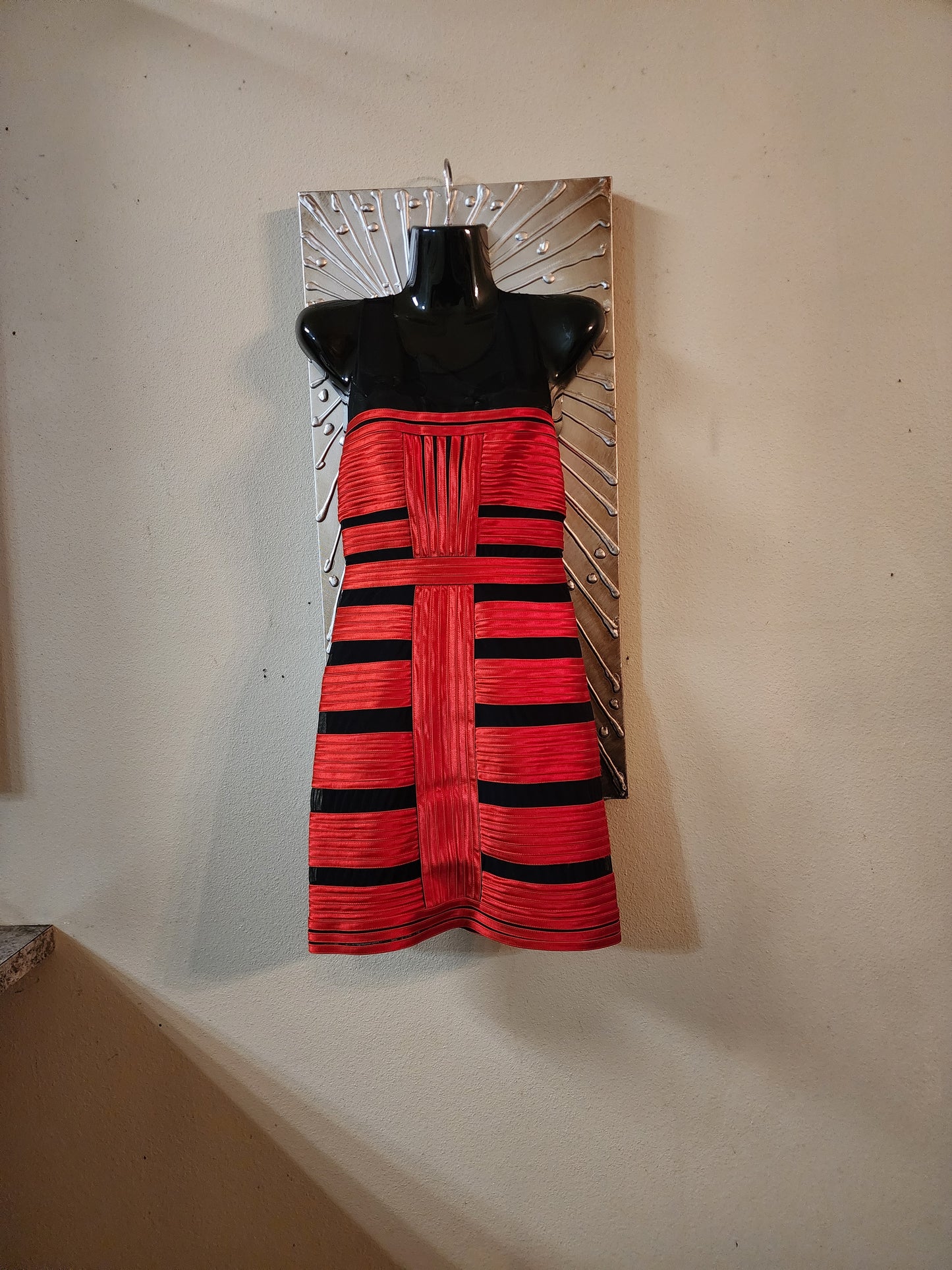 BCBG Red and Black Bondage Dress