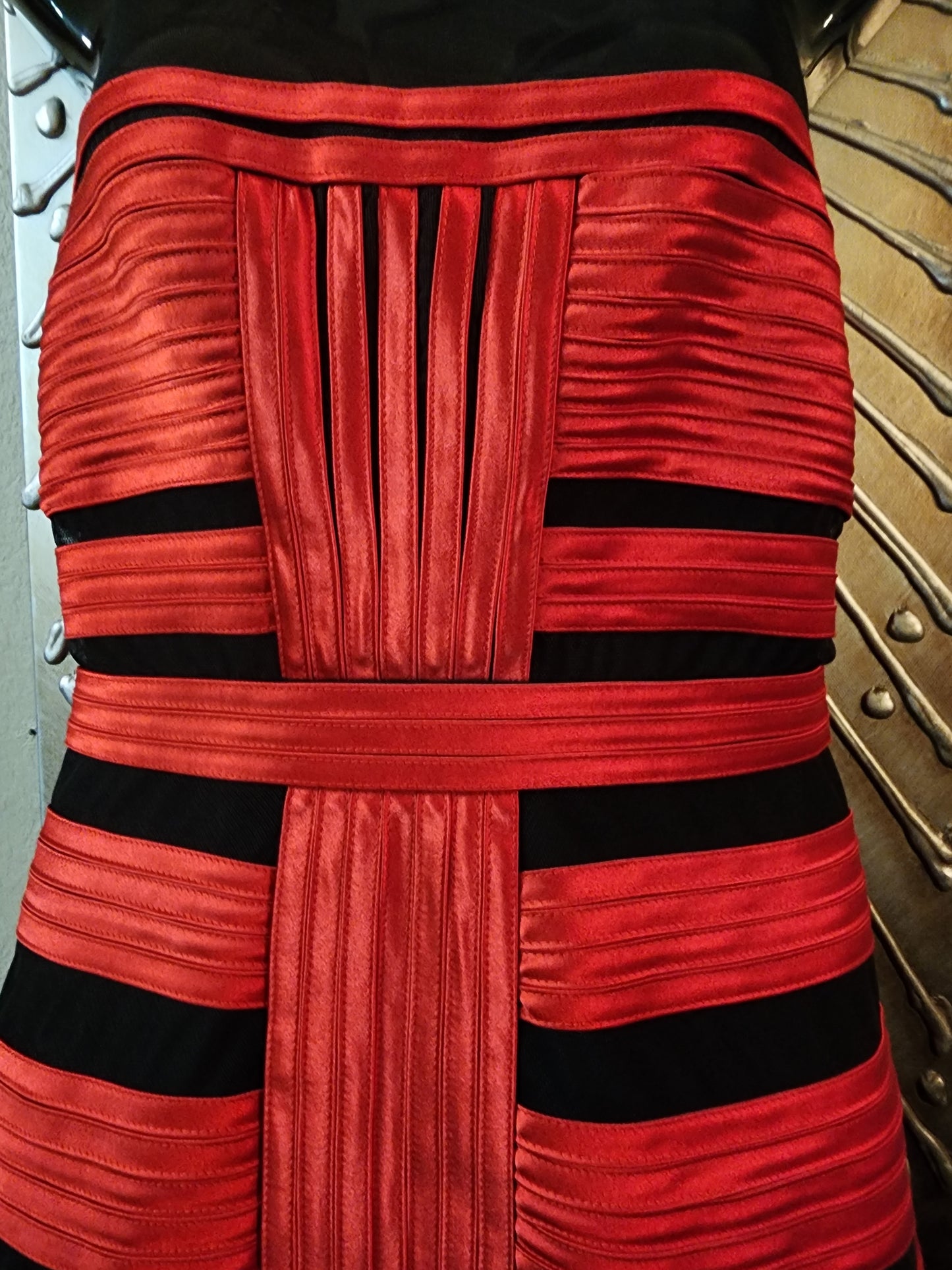 BCBG Red and Black Bondage Dress