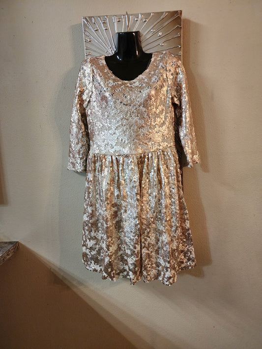 Gianni Bini Beige and Gold Sequin Dress