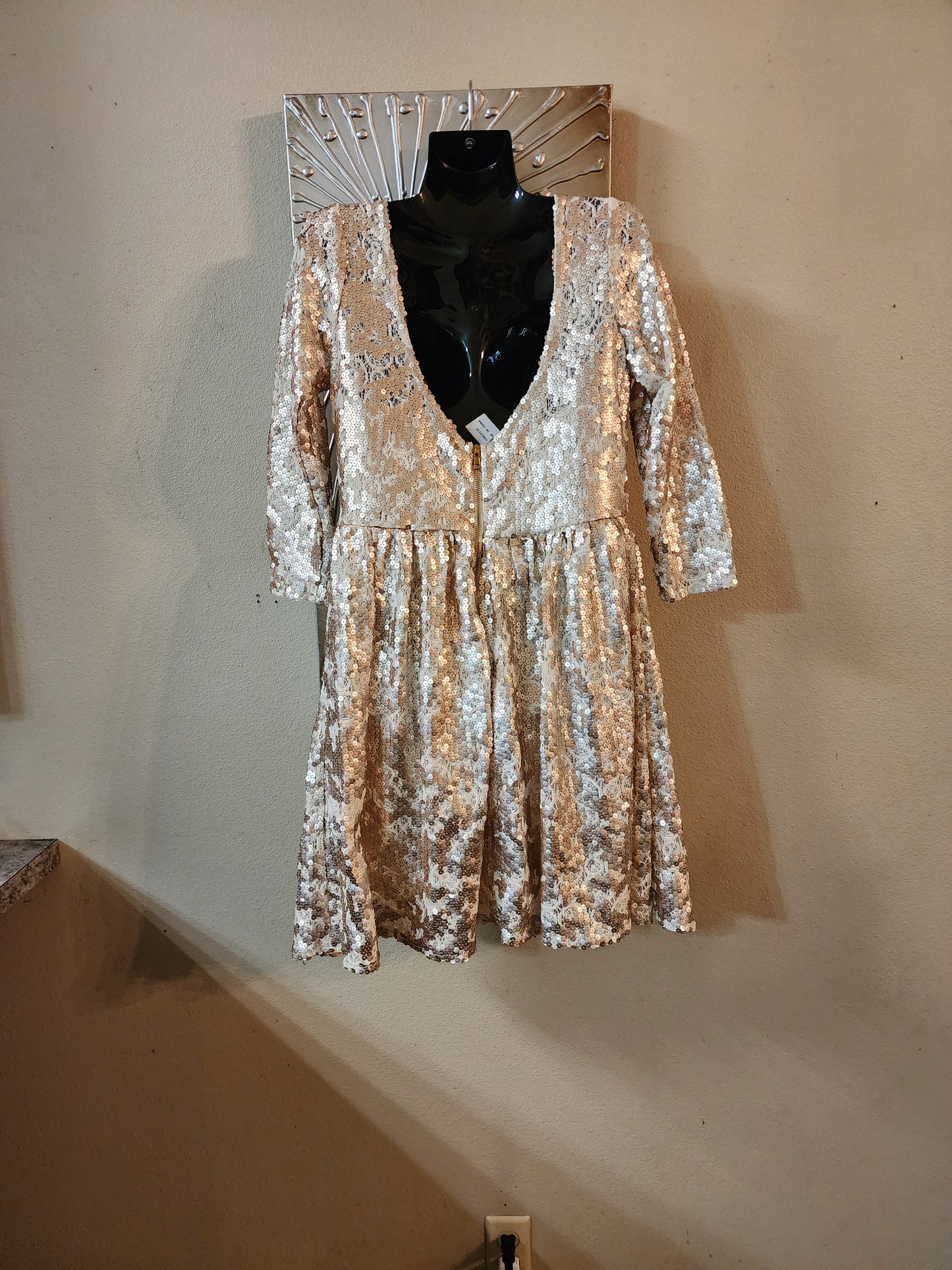 Gianni Bini Beige and Gold Sequin Dress