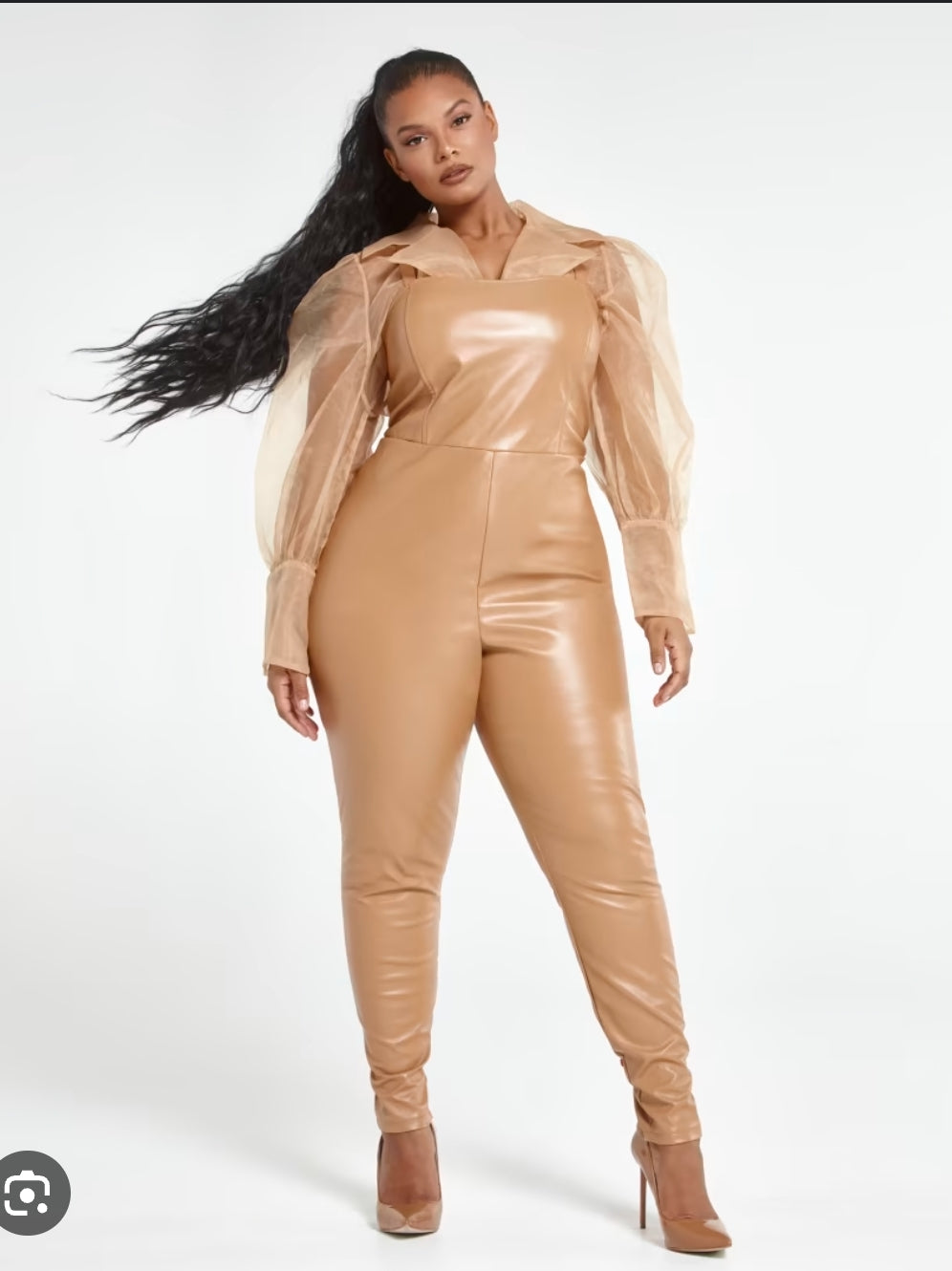 Fashion to Figure Brown Faux Leather Jumpsuit