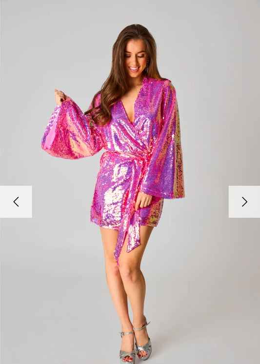 Buddy Love Pink Iridescent Sequin Dress