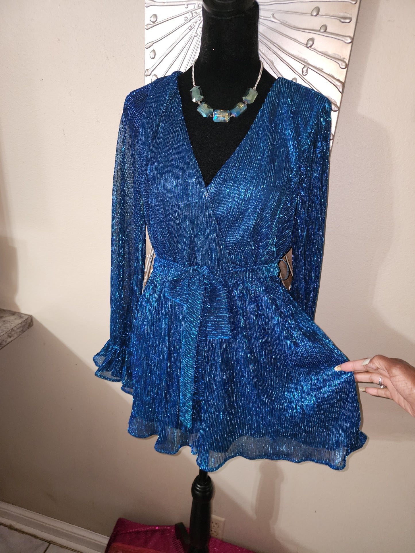 Lulu's Blue Glitter Romper