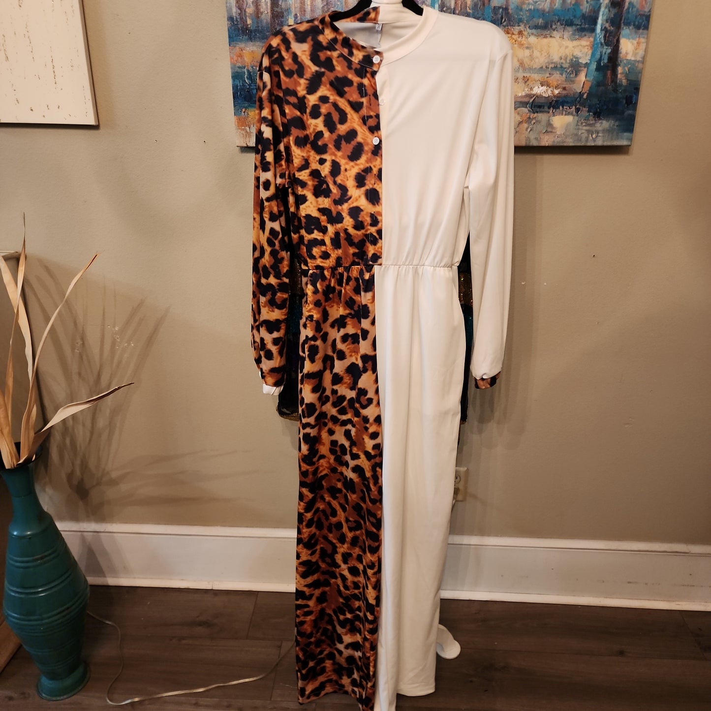 Animal Print Half and Half Jumpsuit