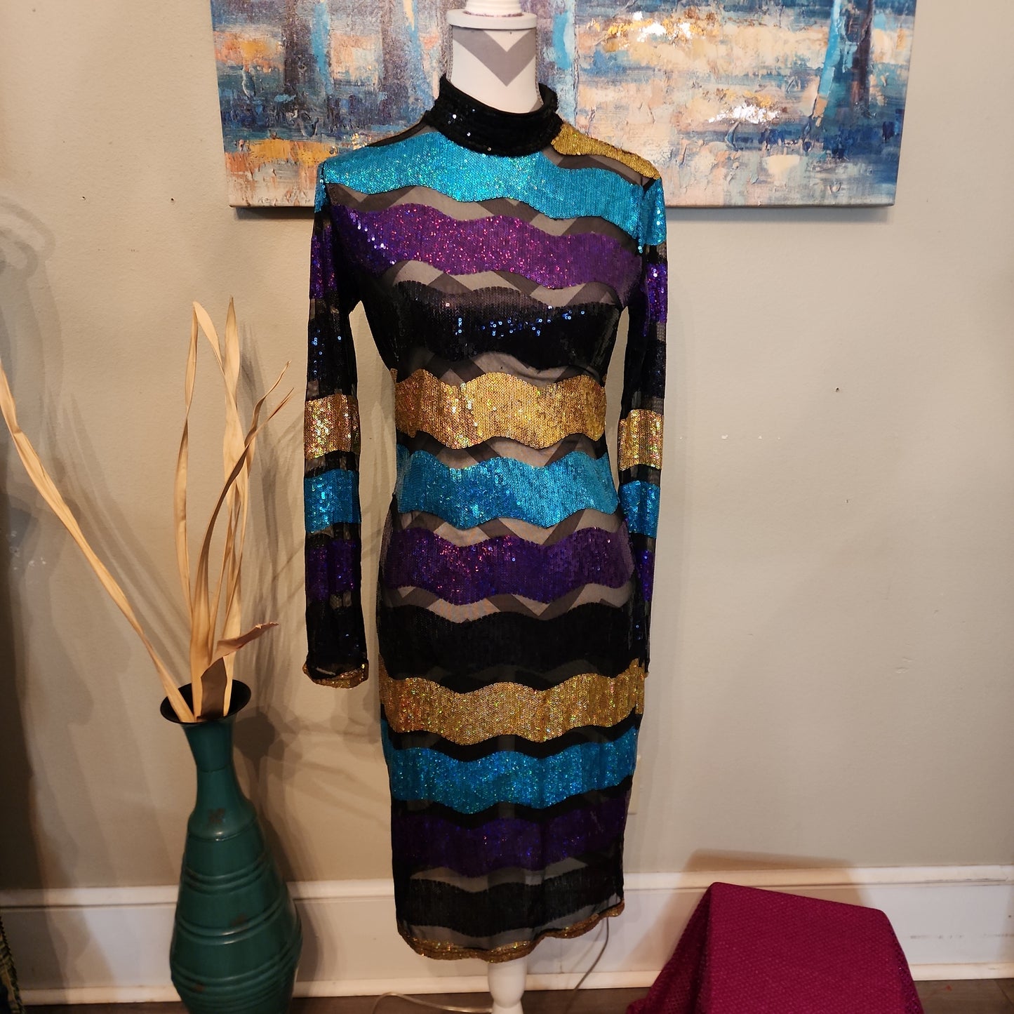 Rainbow Sequin Party Dress