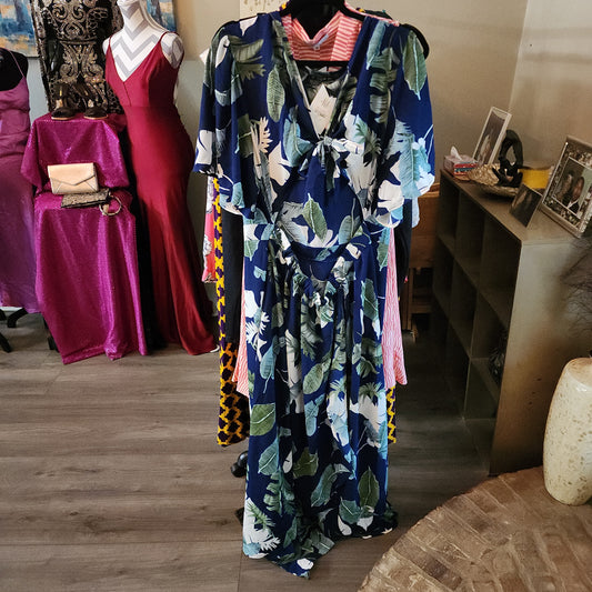 SheIn Navy Floral Maxi Dress