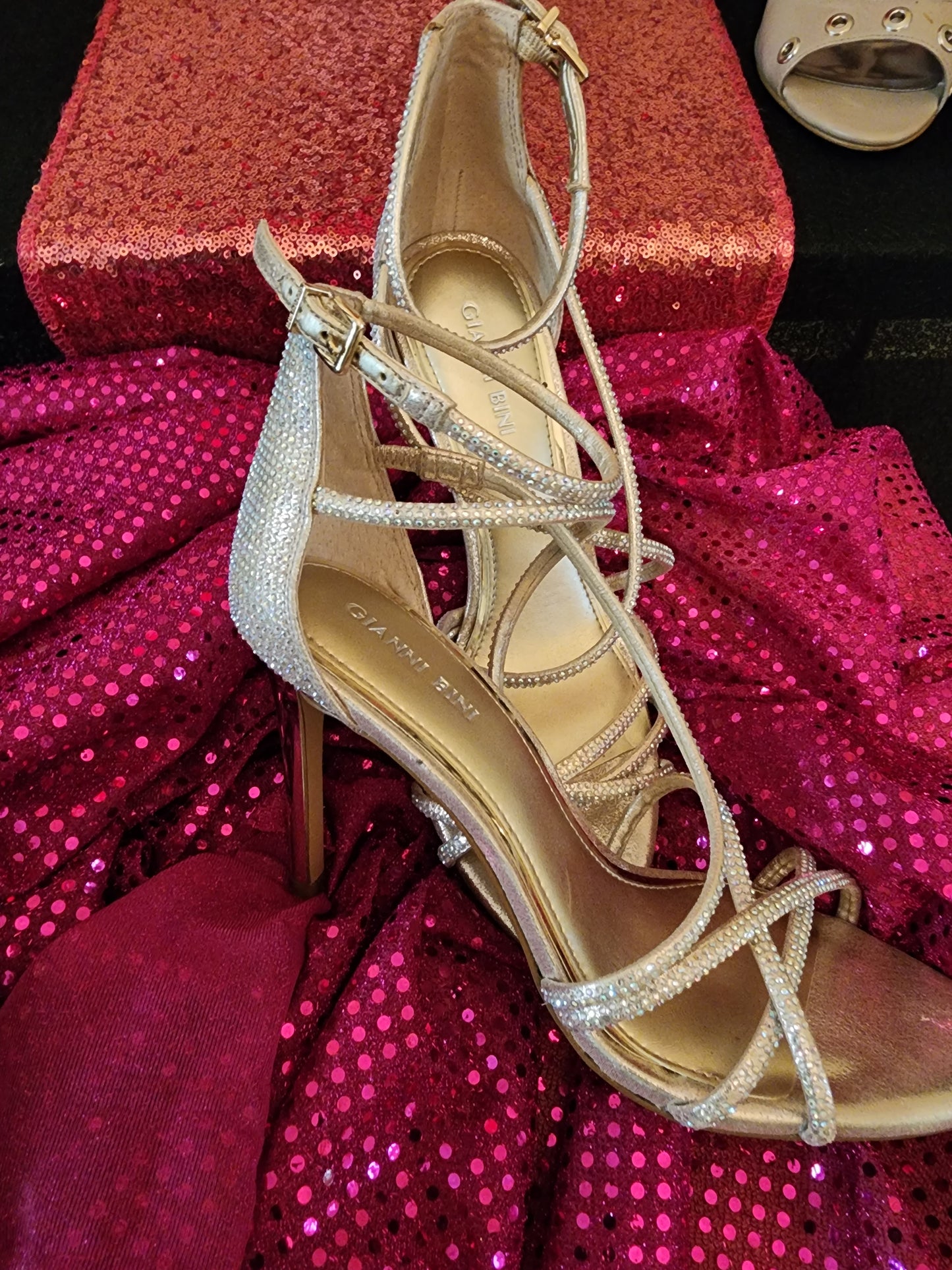 Gianni Bini Rhinestone Gold Strappy Heels
