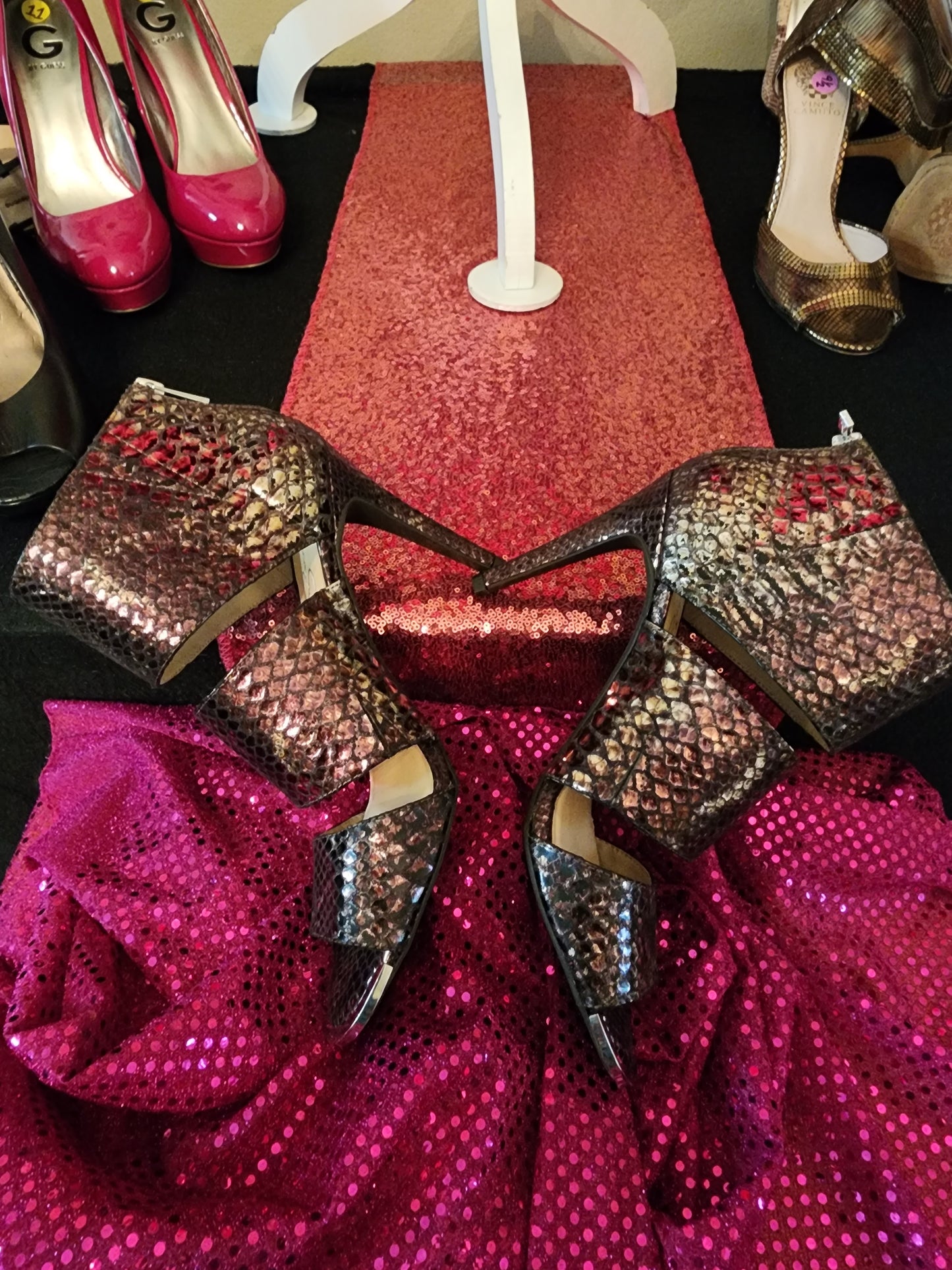 Jessica Simpson Brown Foil Snake Skin Heels