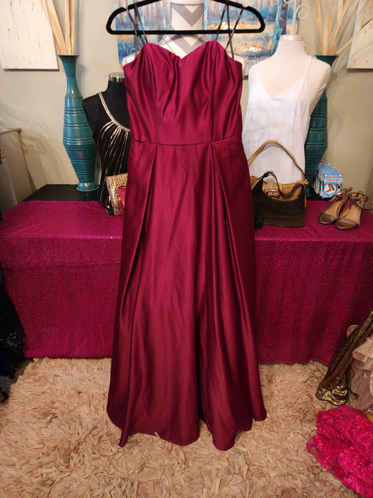 Speechless Burgundy Strapless Gown