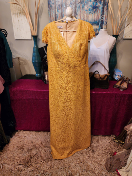 JJ's House Mustard Color Lace Gown