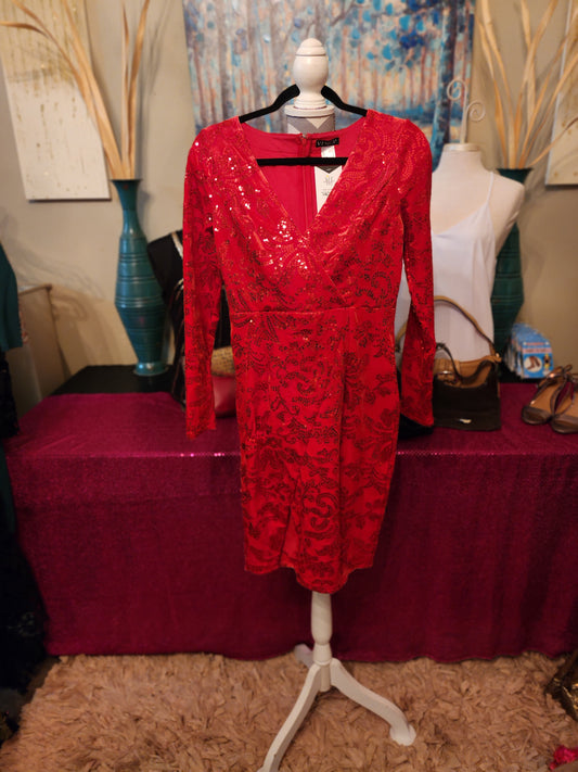 Venus Red Velvet & Sequin Dress