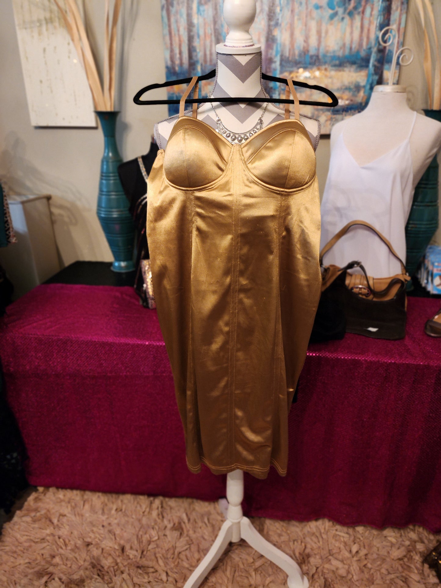 Fashion Nova Gold Bustier Dress