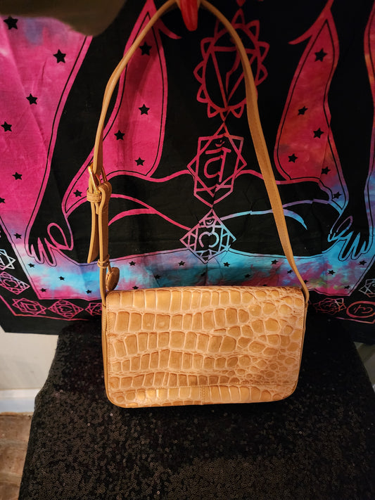 Ego Gold Shimmer Faux Croc Handbag