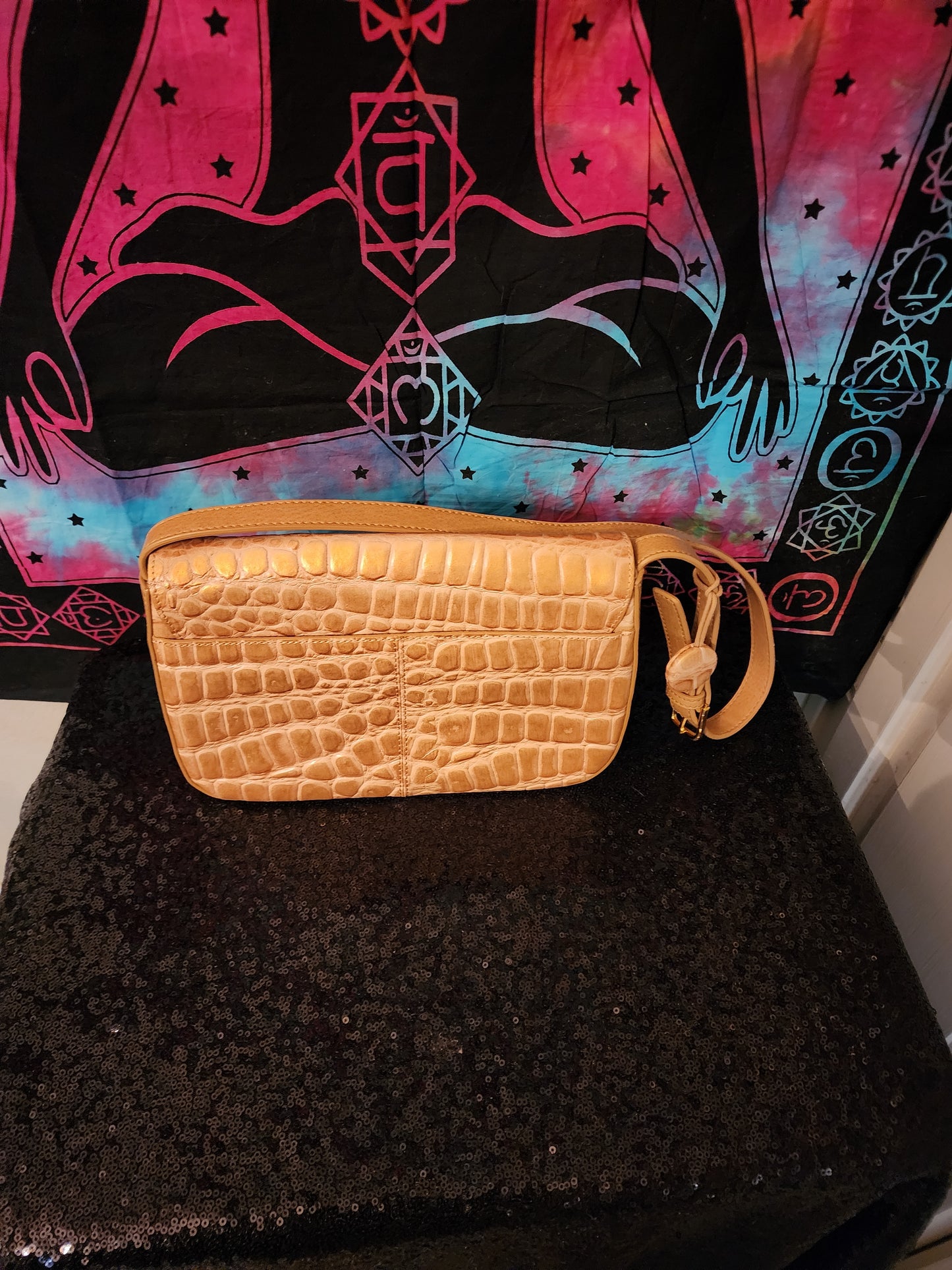 Ego Gold Shimmer Faux Croc Handbag