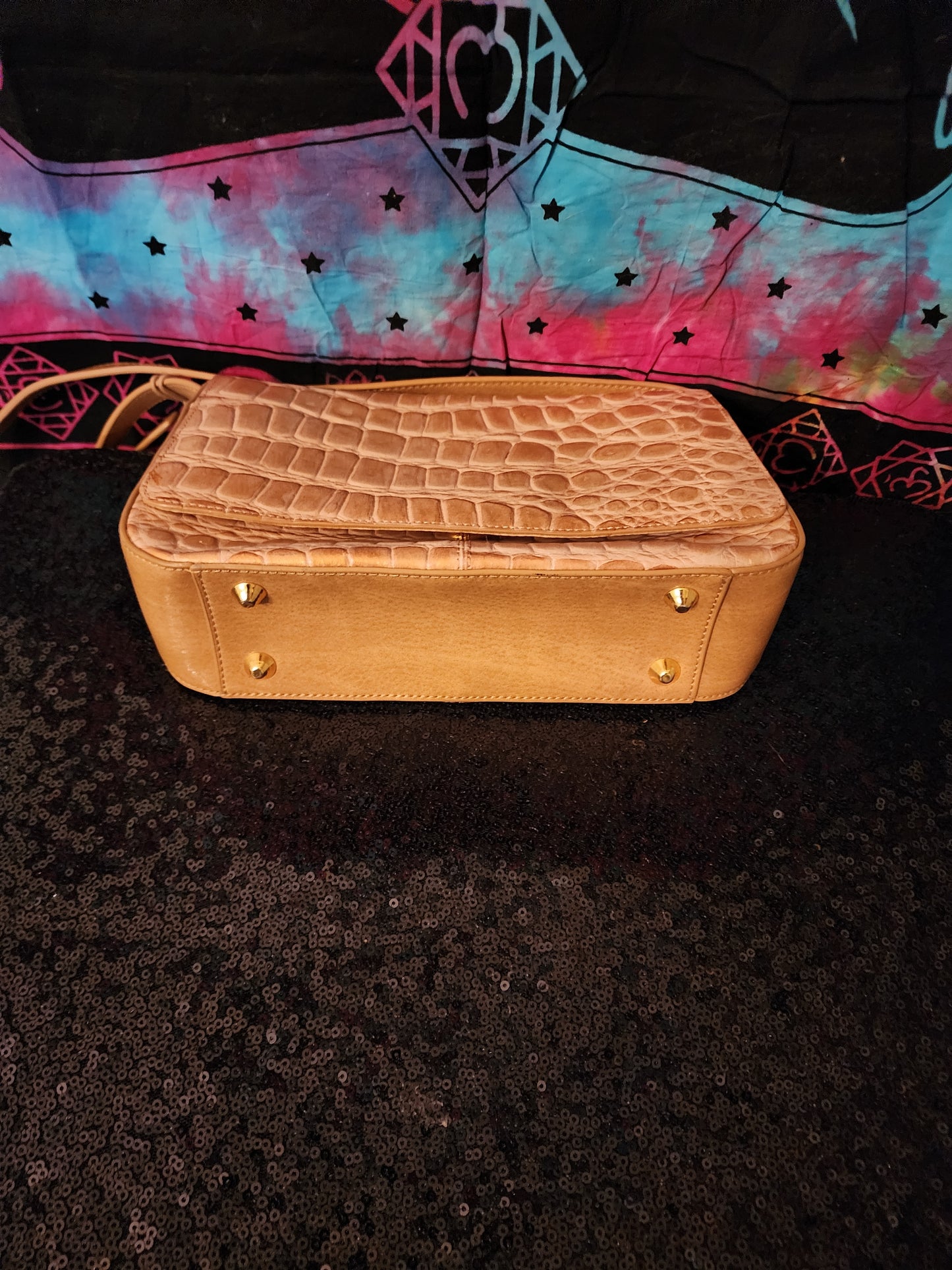 Ego Gold Shimmer Faux Croc Handbag