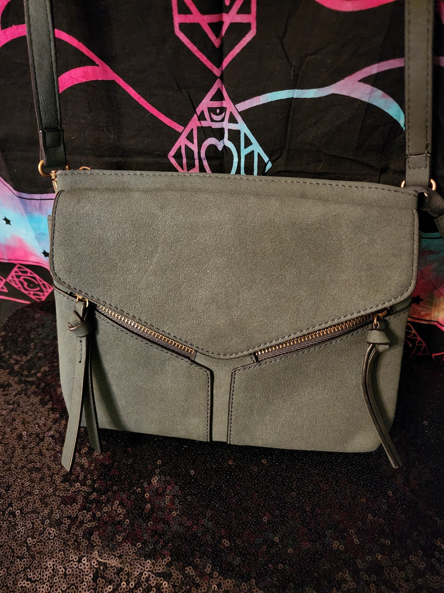 Hunter Green Micro Suede Purse