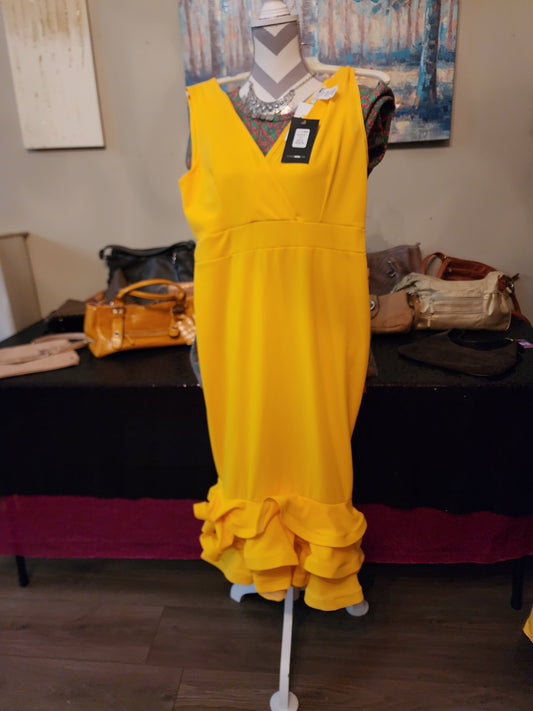 Fashion Nova Dates with Babe Yellow Ruffle Dress