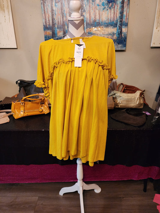 L Love Yellow Ruffles Shirt/Dress