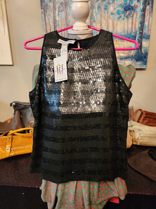 Jones New York Black Sequin Blouse