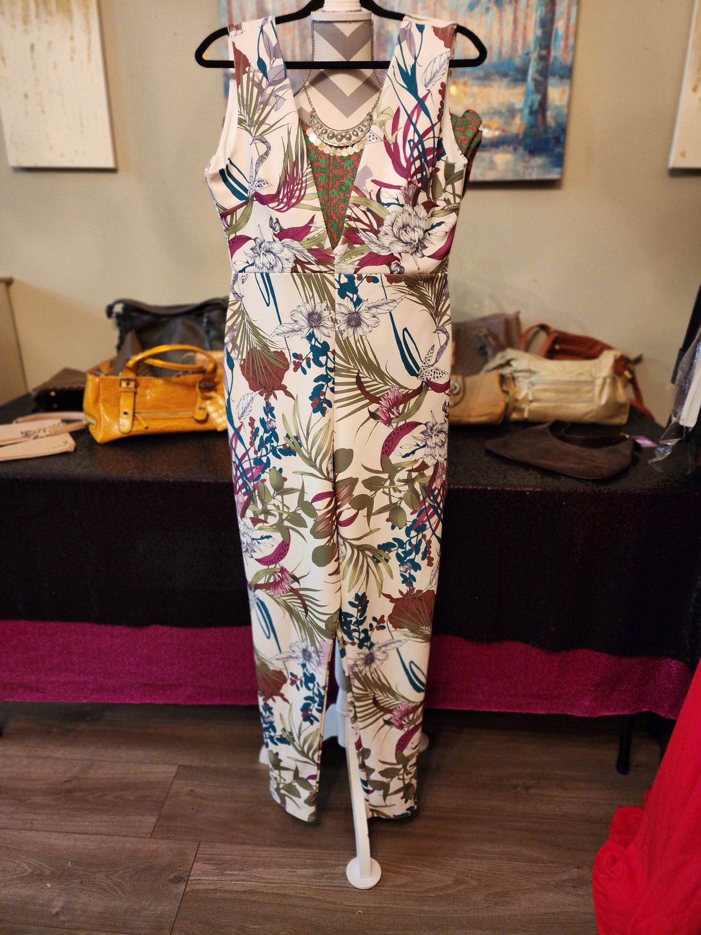 Missguided  Floral Jumpsuit with Deep V