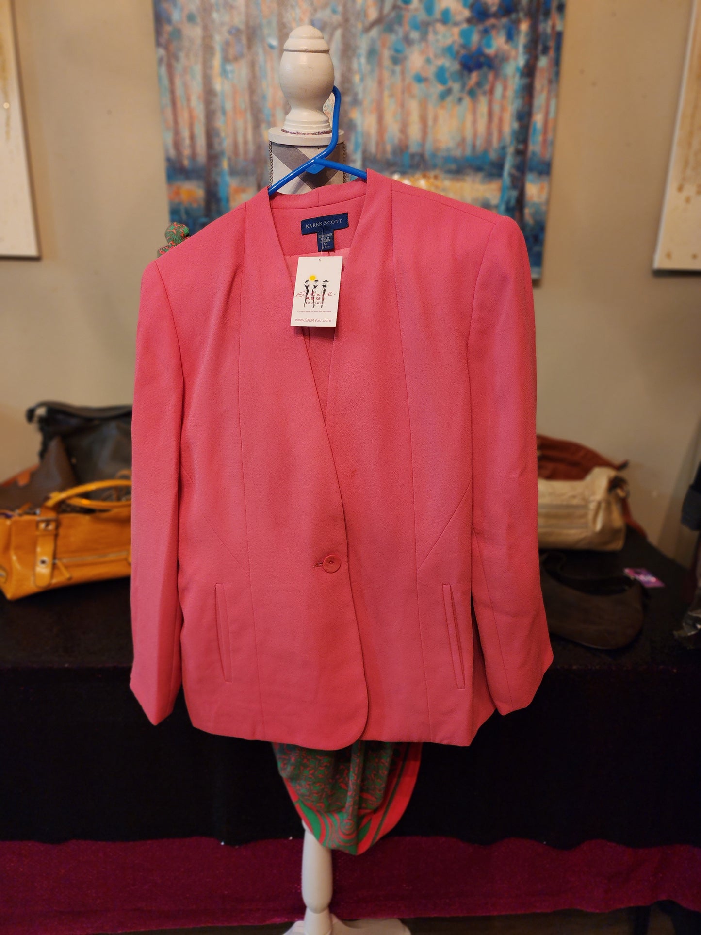 Karen Scott Melon Color Single Button Suit