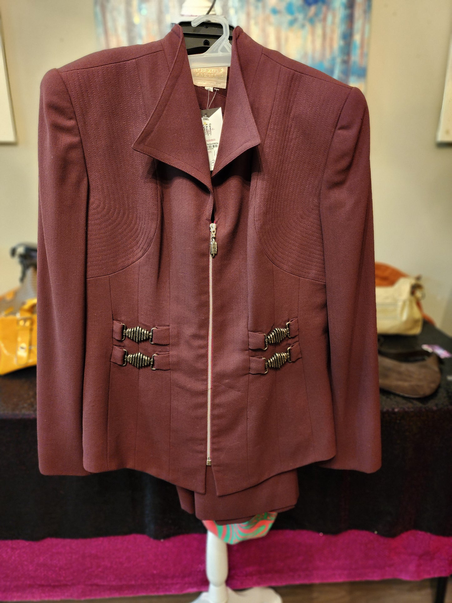 Alberto Makali Plum Suit with Hardware (Skirt)