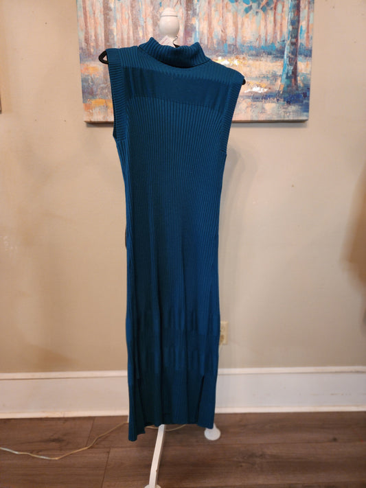 The Limited Teal Ribbed Sleeveless Sweater Dress