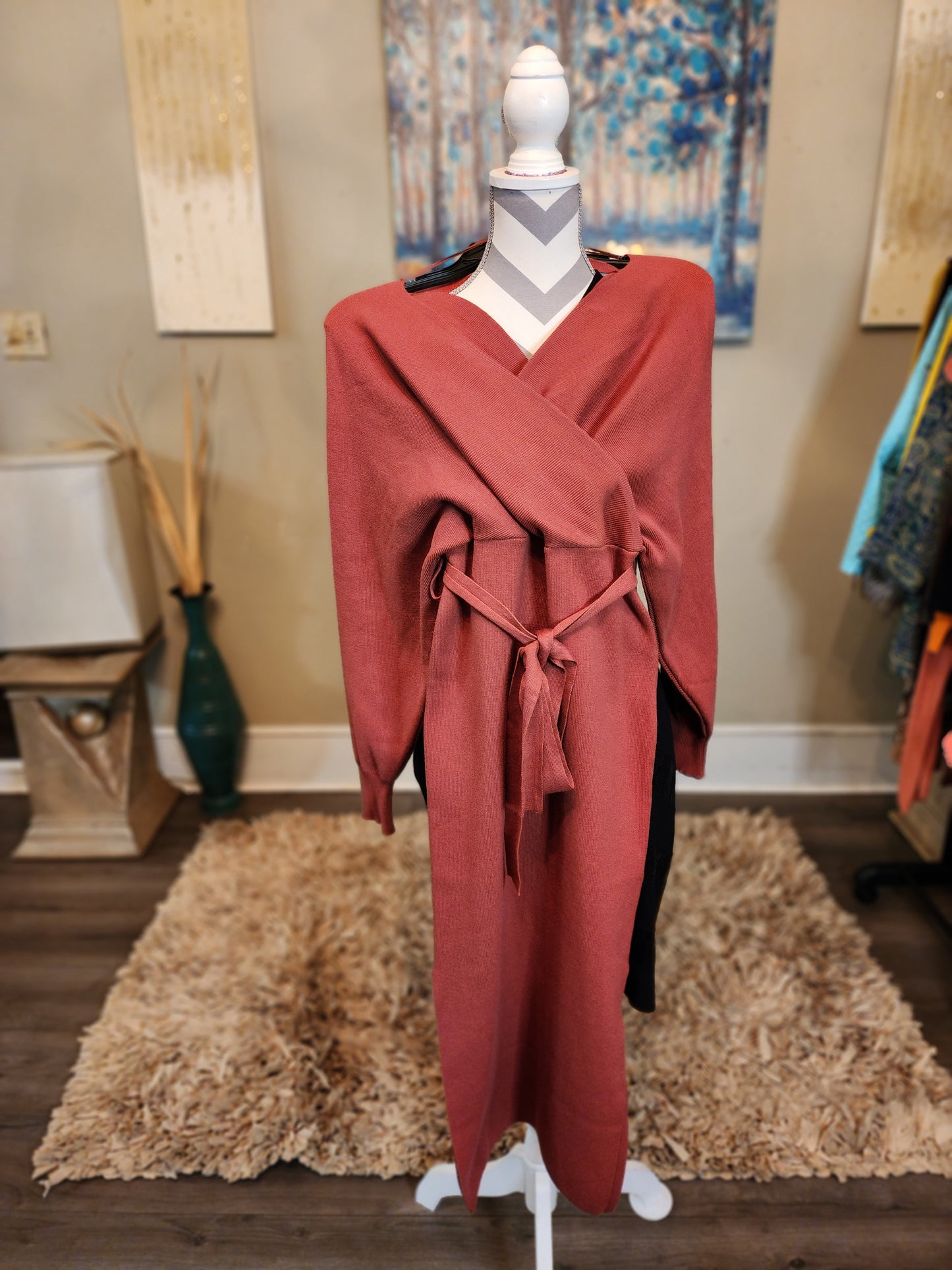 Favlux Long Sleeve Rust Sweater Dress