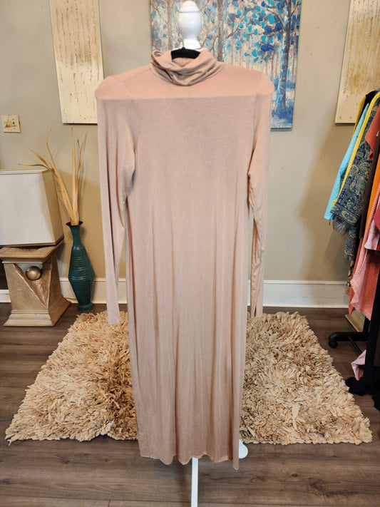 Corrine Mocha Turtleneck Knit Maxi Dress