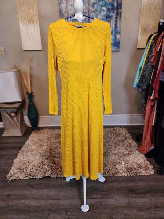 Zara Yellow Ribbed Dress