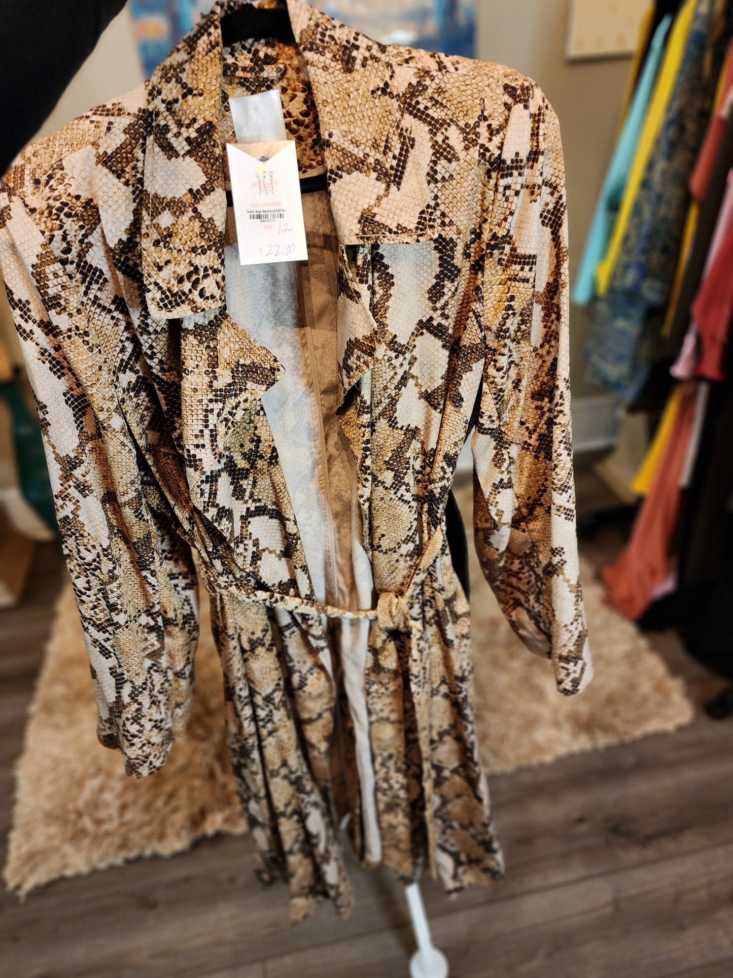 H & M Belted Snake Print Coat