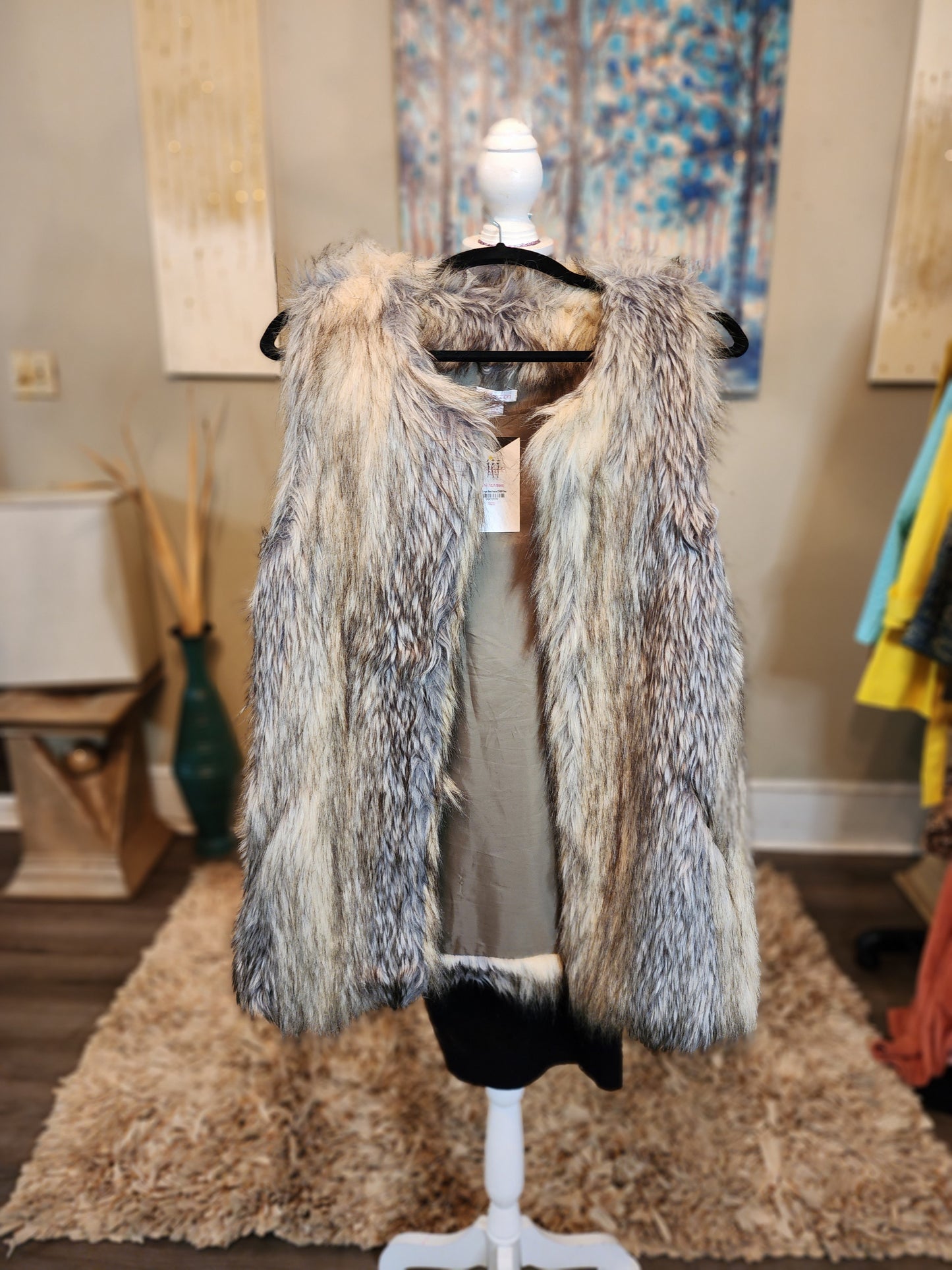 Xhilaration Fur Vest (Gray, Beige, White)