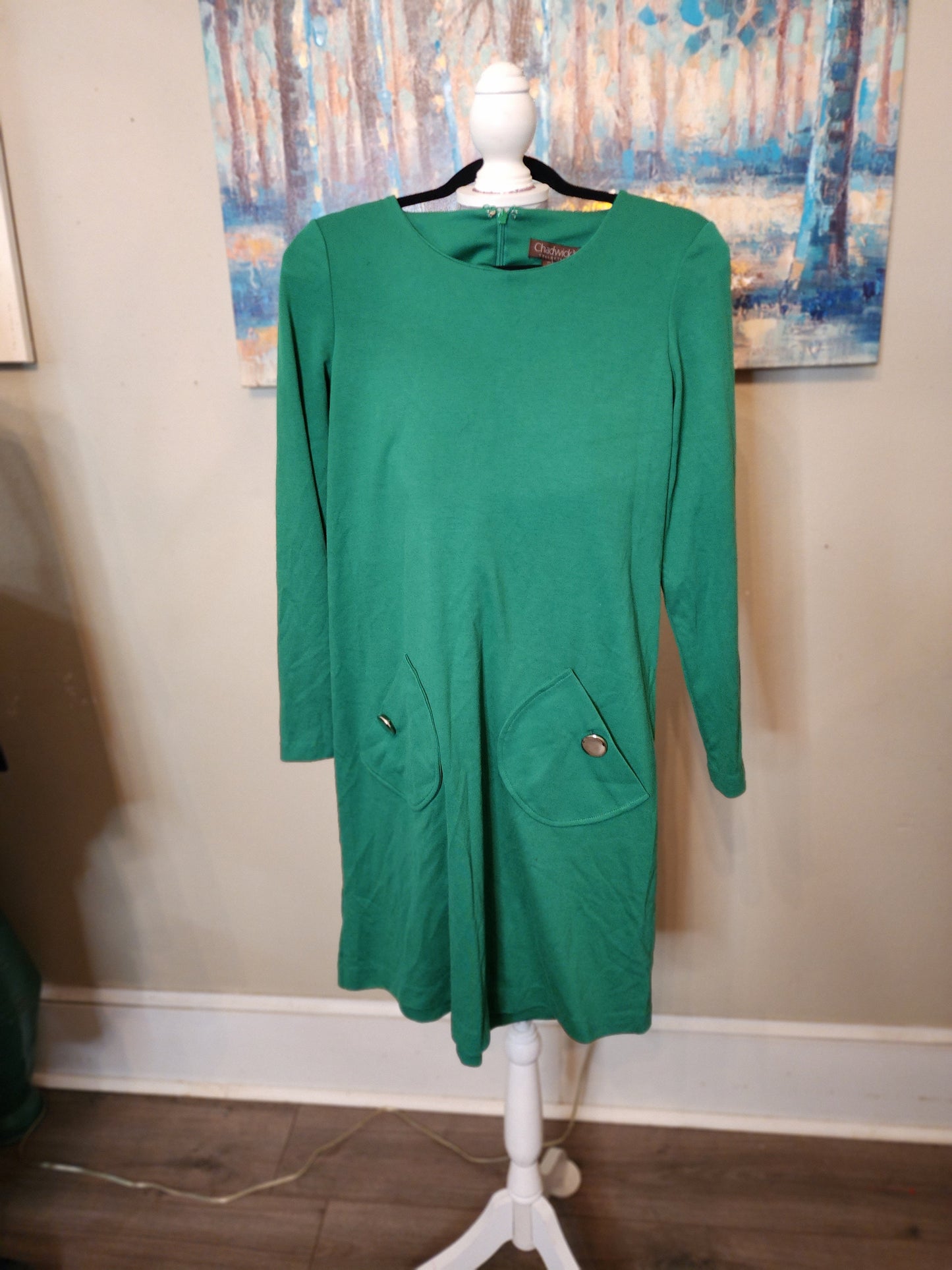 Chadwicks Collection Green Shift Dress with Pockets