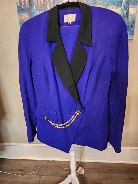 Alberto Makali 2 Piece Suit in Royal Blue with Black Lapel