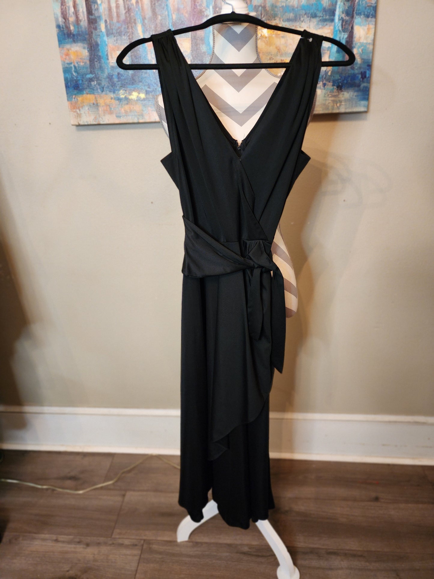 Jody T of California Vintage Black Sleeveless Belted Wrap Dress