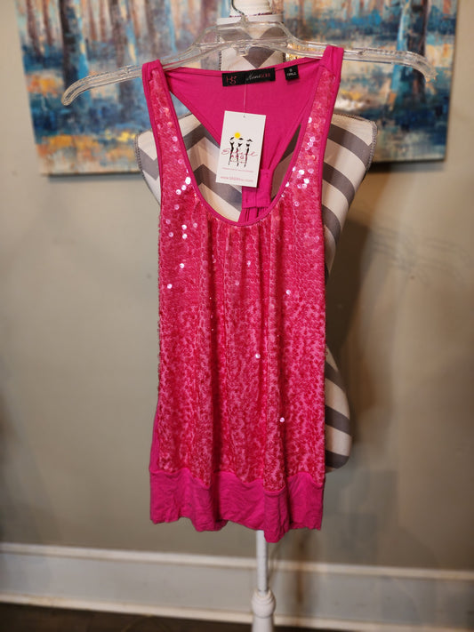 Heart Soul Pink Sequin Racer Back Tank